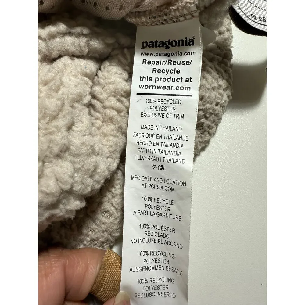 Patagonia Kids Hoodie Fleece‎ Tan Quarter-Zip Sherpa Large